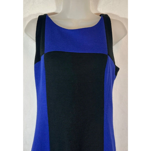 MILLY M Royal Blue/Black Sleeveless Wool Blend Sheath Dress PONTE $395.00 A16 - Picture 2 of 9